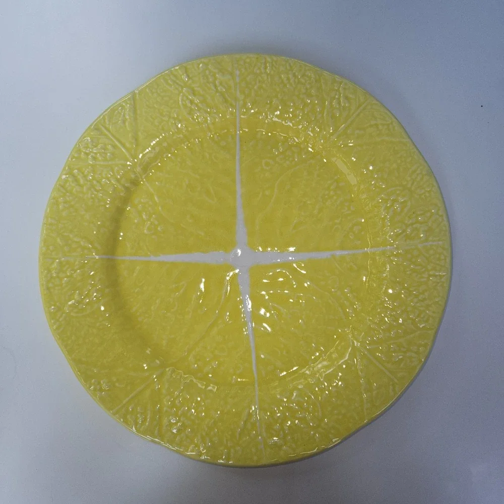 Segra Lemon Slice Plate‎ Ceramic Embossed Fruit Dinnerware 12 Inch Portugal